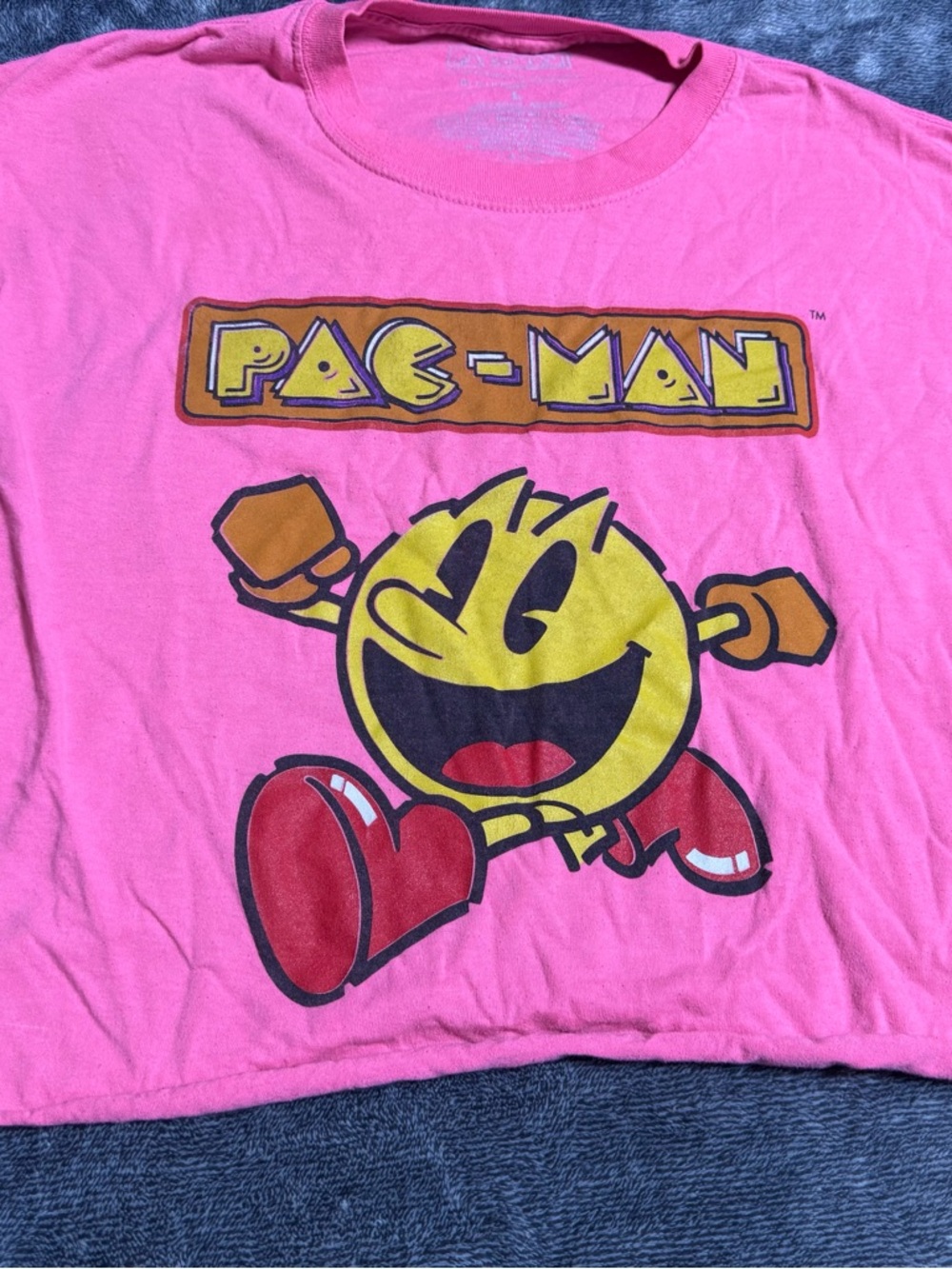 Vintage “Pac-Man” Graphic Crop in Bright Pink